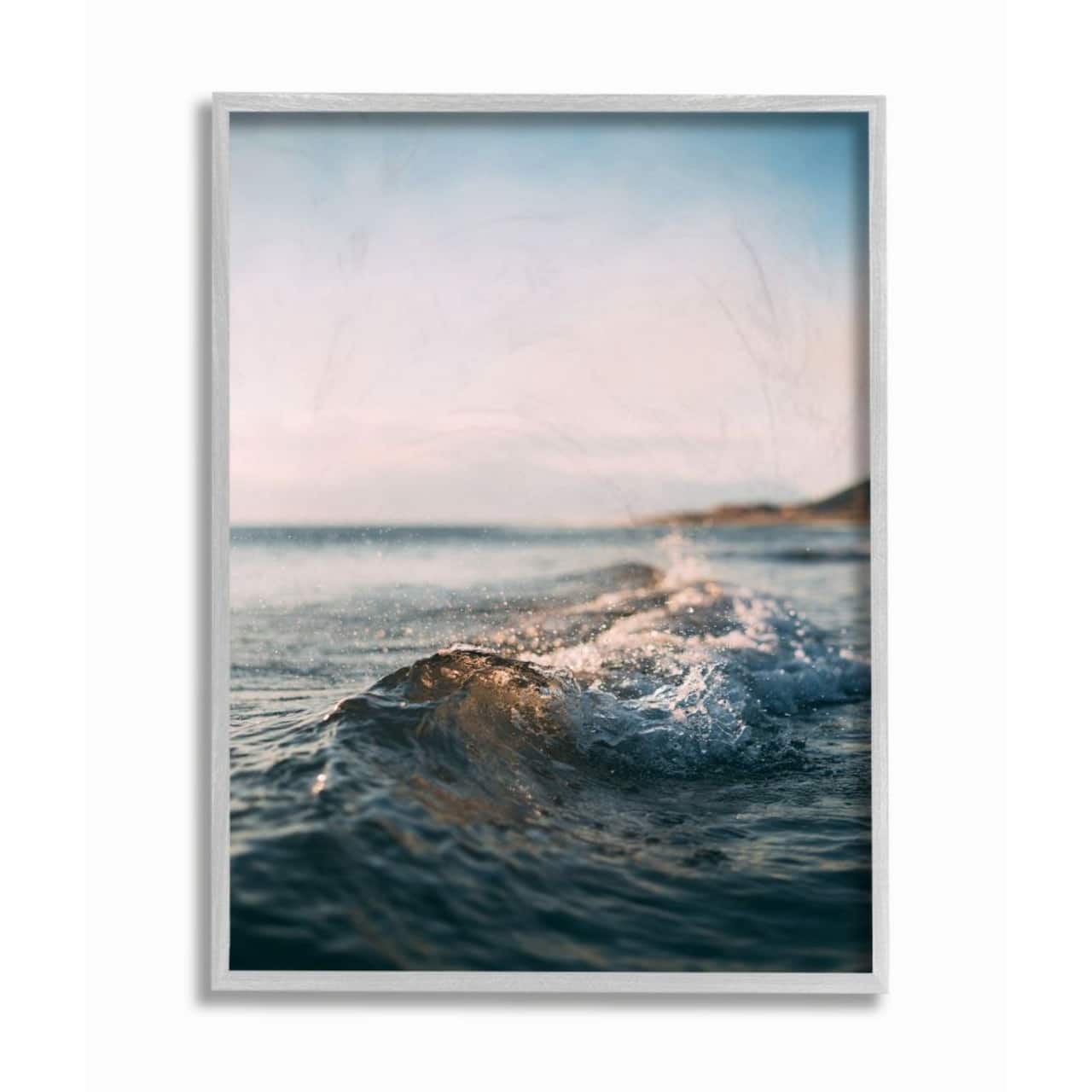 Stupell Industries Ocean Waves Wall Art in Gray Frame